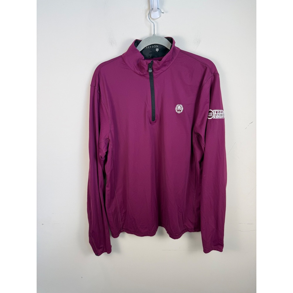 Greyson Mens‎ Quarter Zip Pullover Plum Purple Teen Cancer America Logo Size L